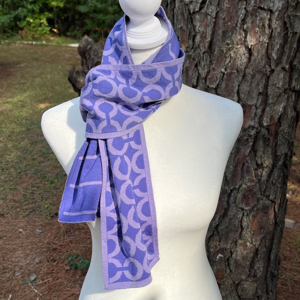 Coach purple graphic neck scarf